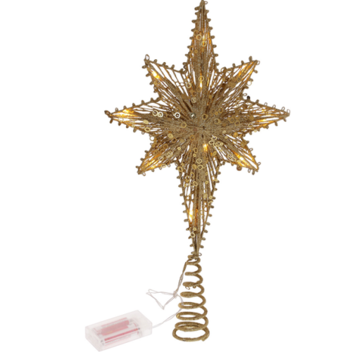 Верхівка на ялинку 12-371 Зірка Золото з підсвіткою