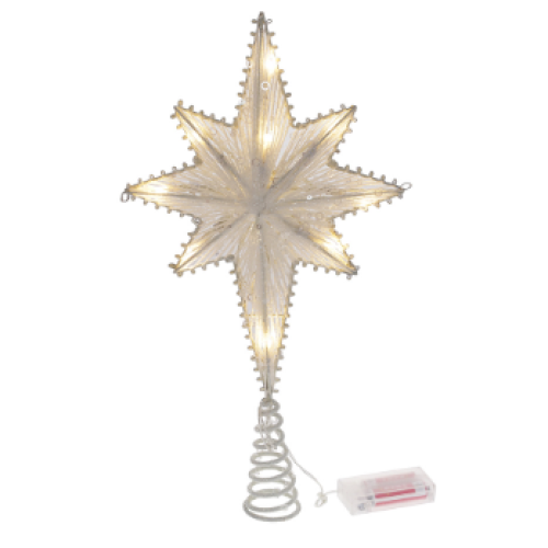 Верхівка на ялинку 12-374 Зірка Біла з підсвіткою