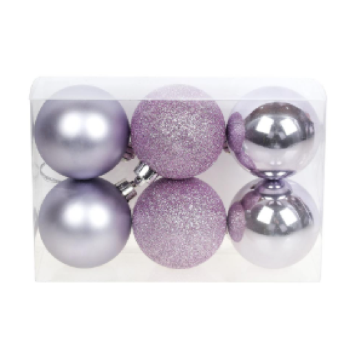 Кульки новорічні 147-251 6шт/уп Фіолетові