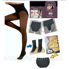 Колготки жіночі вовна на байці Deoiros, імітація шкіри, розмір S-4XL, чорні, 9111  