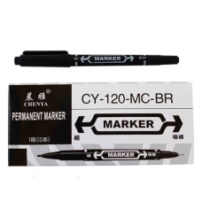 Маркер двосторонній чорний Permanent CY-120-MC-BR 10шт/уп (1202)