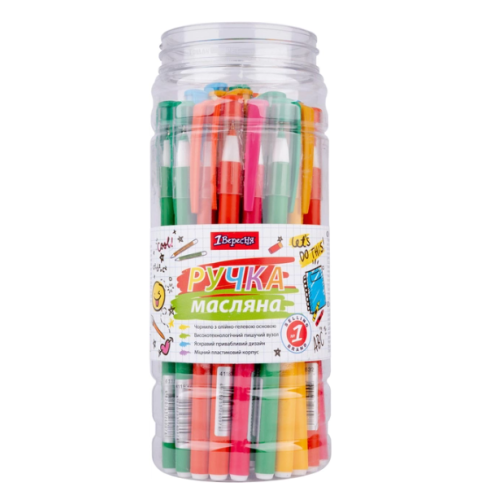 Набір ручок масляних 1Вересня Різнобарвних 1441 синє чорнило 0.6 мм 30 шт (411832)