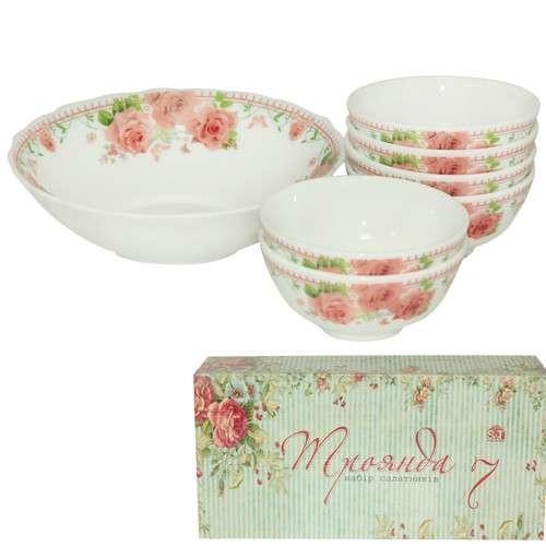 Набір (6+1) салатників Троянда емаль S&T 30056-002