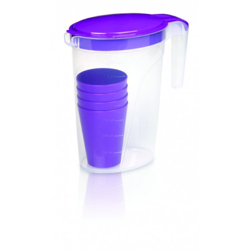 Кувшин + 4 стакани пластмасові 098