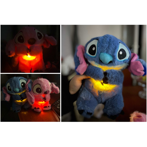 Іграшка м'яка STITCH (Стіч) дихає, світиться + музика