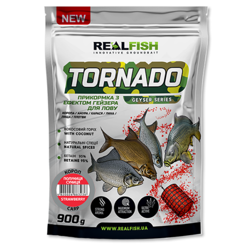 Прикормка для риб REALFISH Торнадо Короп (Полуниця-Суниця) 0,9КГ /10/