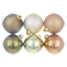 Набір ялинкових куль 8 см, асорті, 6 шт (глянець + фрост) 47-145