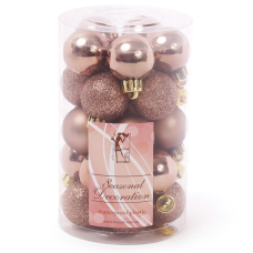 Набір ялинкових куль 3 см, карамельний мокко, 25 шт (матові/глянець/гліттер) 147-431