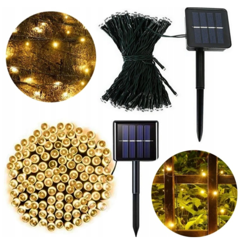 Сонячна гірлянда 100 LED, 10 м + 5 м, біле світло