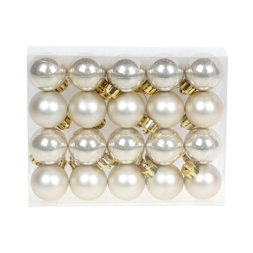 Набір ялинкових куль 147-330, 3 см, шампань, 20 шт (перламутр + матовий)