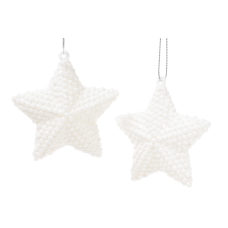 Набір ялинкових прикрас 113-422 — Зірка 7.5 см, 2 шт, білий гліттер