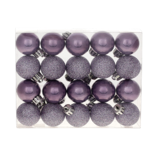 Набір ялинкових куль 47-001 — 3 см, лаванда, 20 шт (перламутр + гліттер)