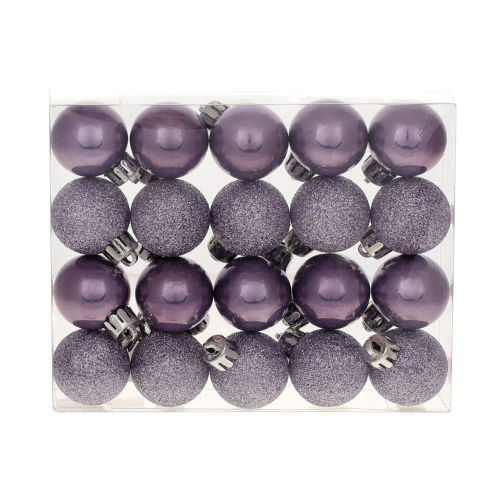 Набір ялинкових куль 47-001 — 3 см, лаванда, 20 шт (перламутр + гліттер)