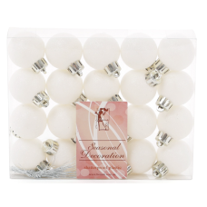 Набір ялинкових куль 147-100 — 3 см, білий з гліттером, 20 шт