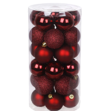 Набір ялинкових куль BonaDi 47-111 — новорічні кулі 5 см, колір марсала, 30 шт