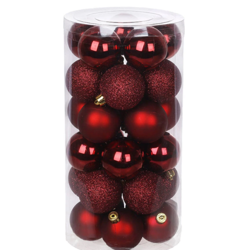 Набір ялинкових куль BonaDi 47-111 — новорічні кулі 5 см, колір марсала, 30 шт