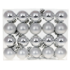Набір ялинкових куль пластикових 3 см — срібло, 20 шт, у коробці (арт. 147-109)