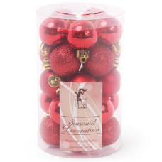 Набір ялинкових кульок BonaDi 147-470, 3 см, 25 шт, червоні