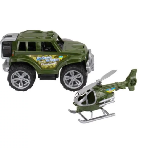 Позашляховик 9130 + гелікоптер — ігровий набір транспортних іграшок