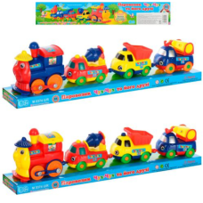 Іграшковий потяг 0374 «Чух-чух» з будівельною технікою — магнітні вагони, довжина 34 см