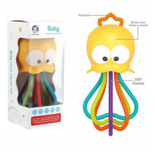 Брязкальце A8995 «Восьминіг» 17 см — розвивальна іграшка для малюків